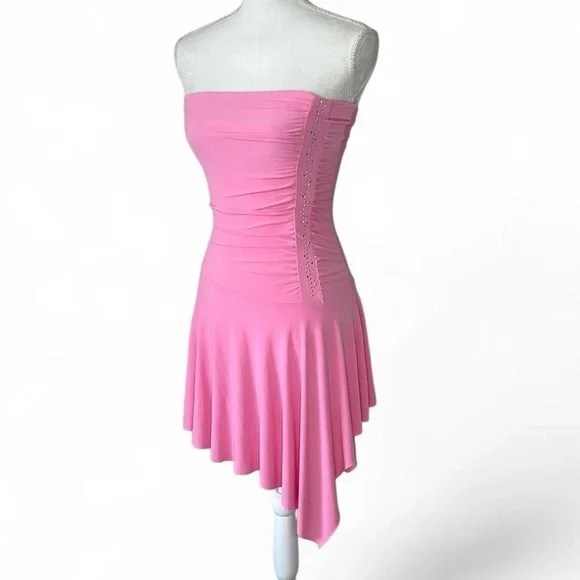 Vintage Dresses | Vintage 90s Tube Top Strapless Dress | Color: Pink/Silver | Size: Xs | Lovelacy's Closet